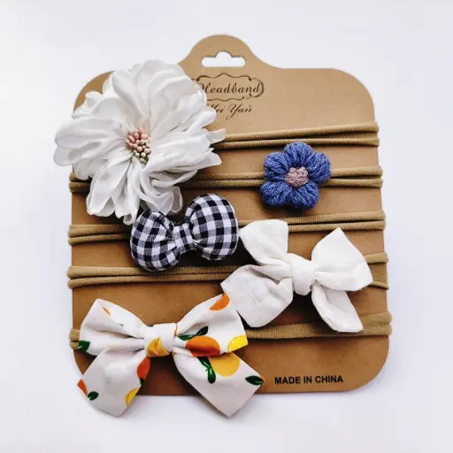 5PcsSet Baby Bow Headband Nylon Headbands Hair Bands for Children 3