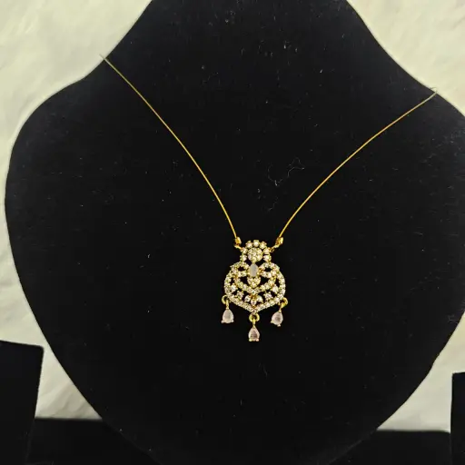 AD Stone Pearl String Neckpiece