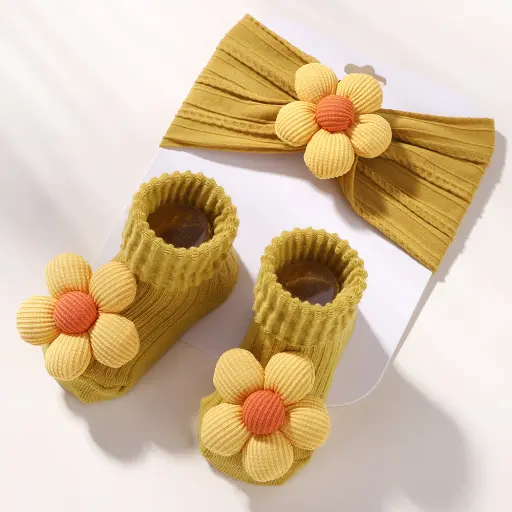 Baby Flower Headband And Socks Set (3)