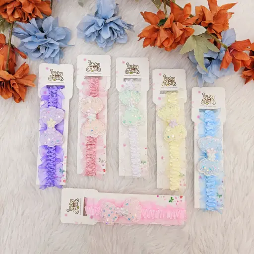 Baby Girl Multicolor Glittering Bow Headband (pack of 6) (2)
