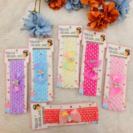 Baby Girls New Trending Multicolor Lace Headband pack of 6