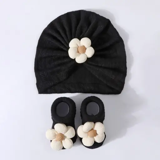 Baby Hat Sock Set Infant & Knitted Socks Comfortable For  Babies (3)