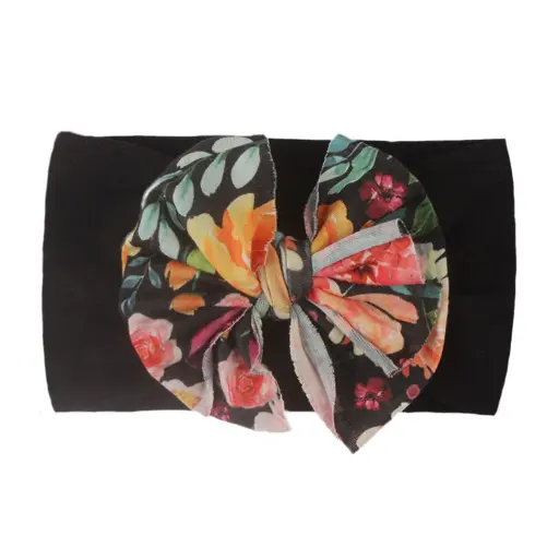 Baby Headbands With Oversized Bows, Featuring Various Floral Patterns And Solid Colors (3)