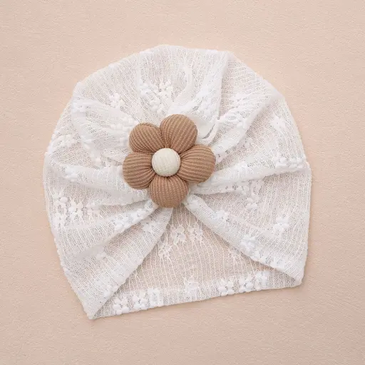 Baby Turban Hat With A Flower Decoration (5)