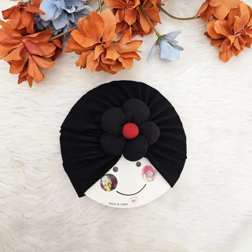 Baby Turban Hat with a Flower Design For Toddlers (3)
