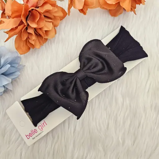 Black Glittering Soft Newborn Headbands