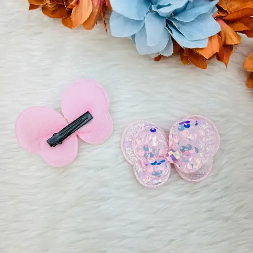 Butterfly Shaped Hairclip With glittery and sequined clips or ties for children 5