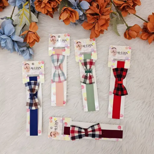 Checked Knot Bow Headband For Babies (6)