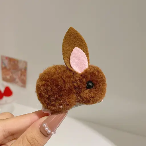 Cute 3D Rabbit Plush Hair Clips Accessories only 1 2