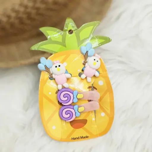 Cute Stylish Cartoon Hair Clips Set For Kids White