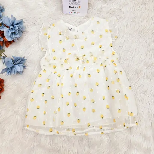 Flying Sleeves White Colored Frock For Baby Girlll