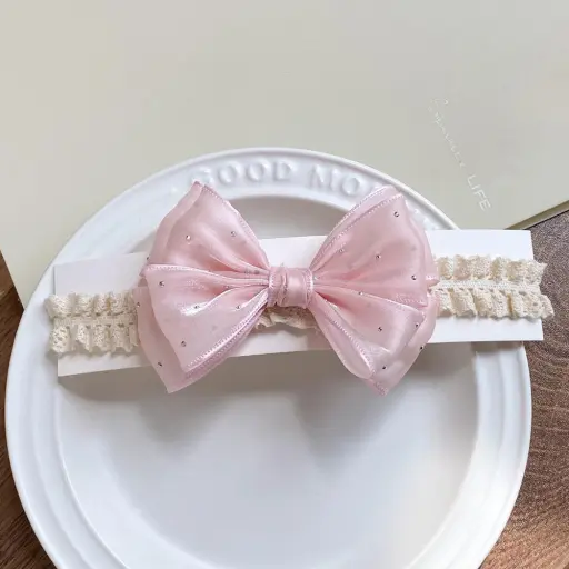 Girls Double Layered Hair Bows Beautiful Solid Color Heladband