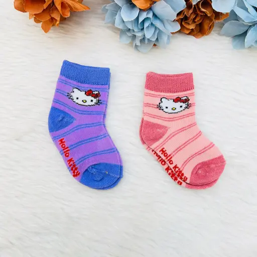 Hello Kitty Pink Plaid Ankle Length Pull On Cotton Blend Socks 2