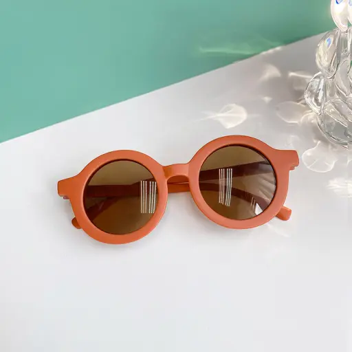 Kids Cute Simple Round Frame Glasses, For Boys Girls Brown