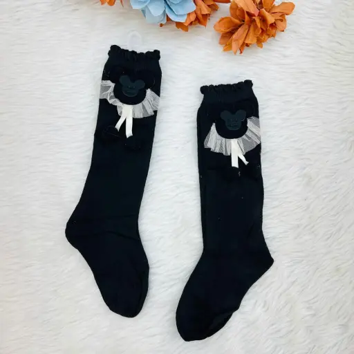 Knee High Socks For Girls Featuring A Decorative Ruffle And Catoon Design 2