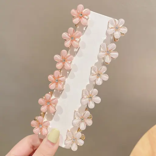 Mini Hair Clip Simple Baby Hair Clips Fresh Blue Flower Shape Hair Clips