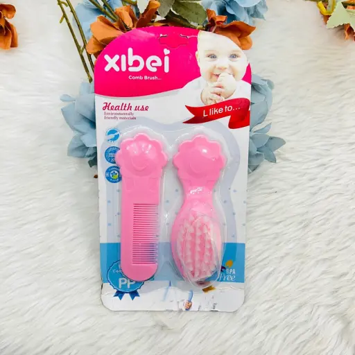 Mini Soft Nylon Bristle PP Material Baby Hair Brush and Comb Set 2