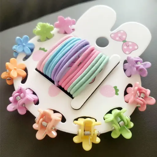 Multicolor Scrunchies And cute Mini Hairclip For Baby Girl