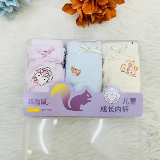 Pack Breathable Custom Cotton Elastic Soft Cute Girl Underwear Kidpack of 3