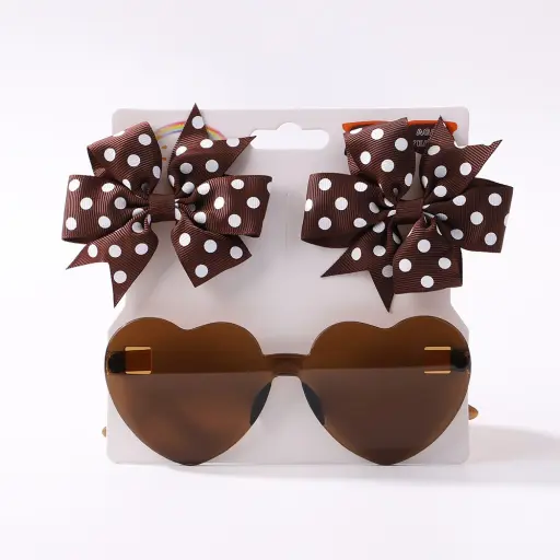 Polka Dot Hair Bow And Sunglassess Set (13)