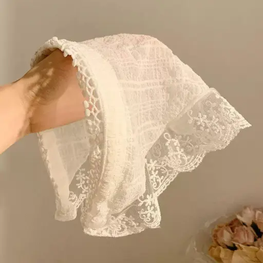 Scarves Pastoral Style Summer Headbands Pink Hair Hoop French Lace Triangular Scarf