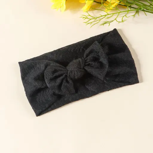 Solid Color Bow Tie Patched Design Stretchable Headbands (3)