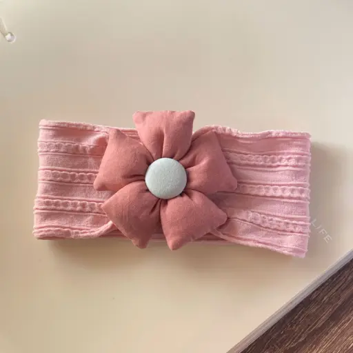 Stretchable Solid Color Flower Headband (5)