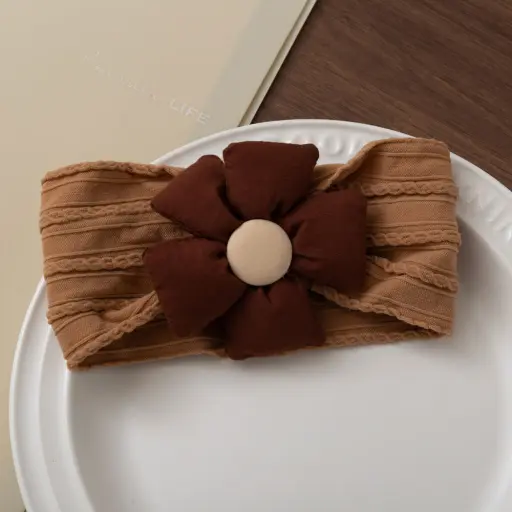 Stretchable Solid Color Flower Headband