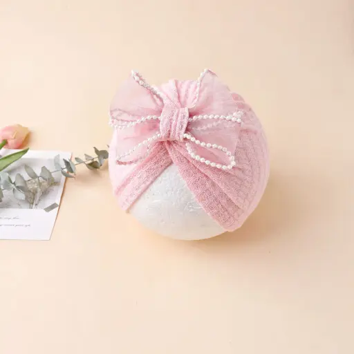 Turban Hats for Baby Beaded Pre Tied Knot Hats (3)