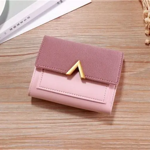 Womens Short Wallets Cover Closure Letter Pattern Waterproof PU Leather Coin Purse