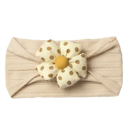 Baby Polka Dot Flower Baby Headband Yellow Cream