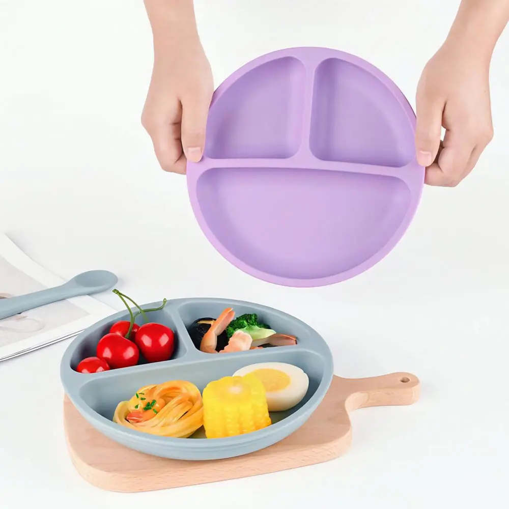 Anti Slip Food Grade Silicone Suction Round Plate for Baby