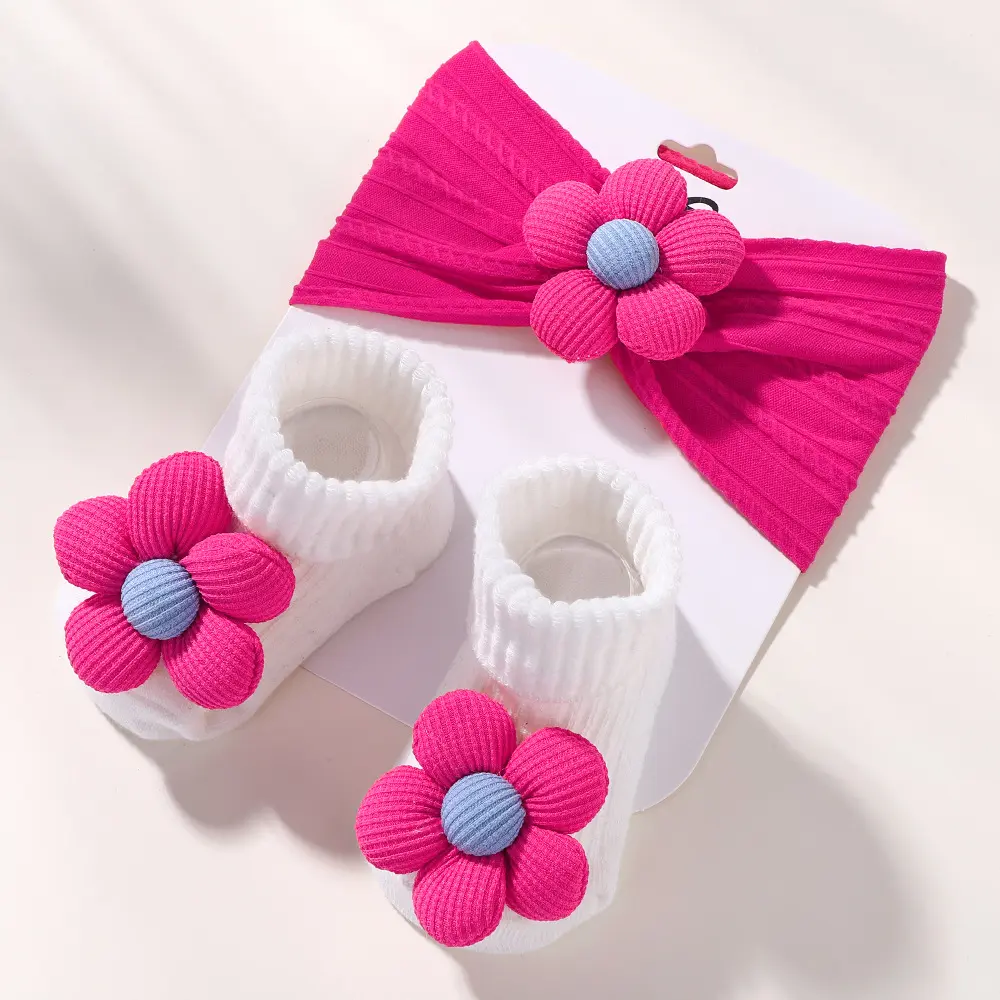 Baby Flower Headband And Socks Set (2)