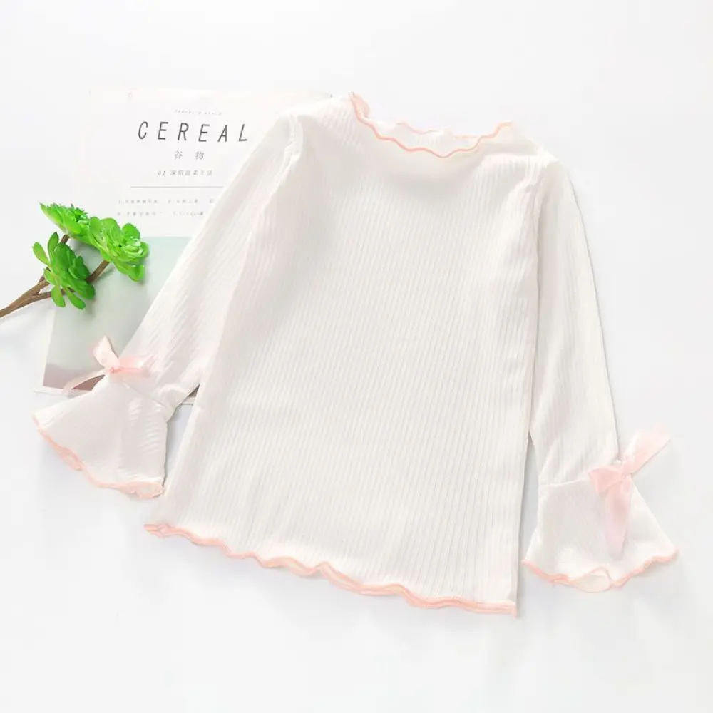 Baby Girl Kids Blouses Long Sleeves Solid Color T-Shirt Top