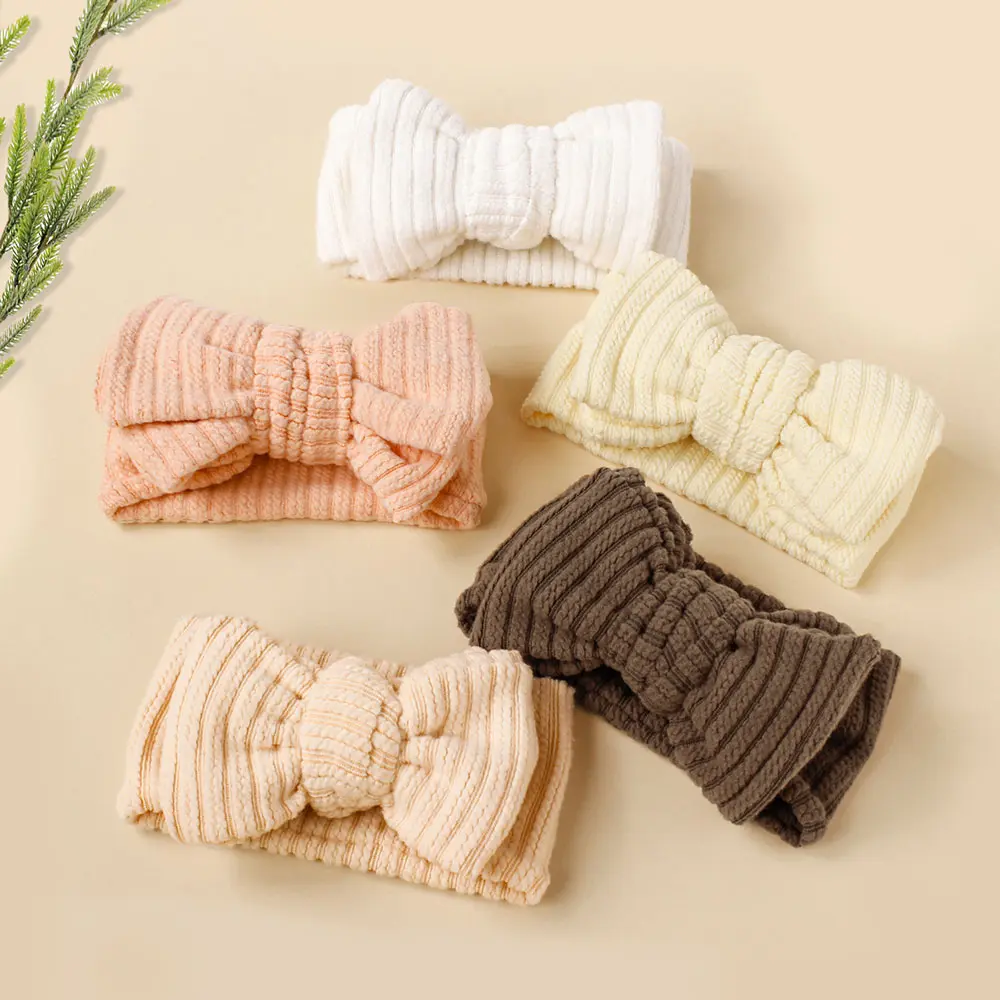 Baby Girls Big Topknot Turban Headband Braided Ribbed Knit Newborn Toddler Baby Oversized Bow Headband