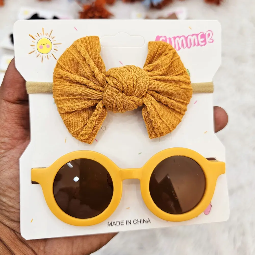 Baby Girls Cotton Turban Wrap Headbands And Googles (9)