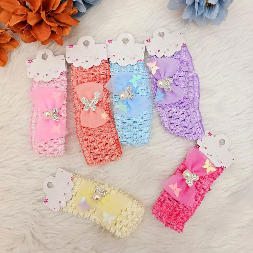 Baby Girls New Trending Multicolor Lace Headband (pack of 6)