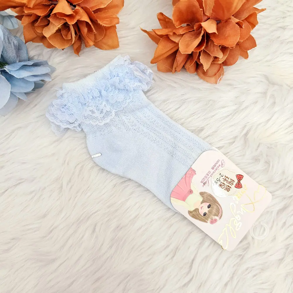Baby Girls Sock Lovely Ruffle Lace Cuff Socks Breathable Cotton Socks (5)