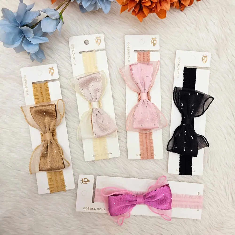 Baby Girls Super Stretchy Premium Soft Elastic Multi Colored Bow Kids Headband