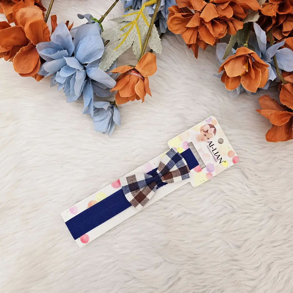 Checked Knot Bow Headband For Babies (4)