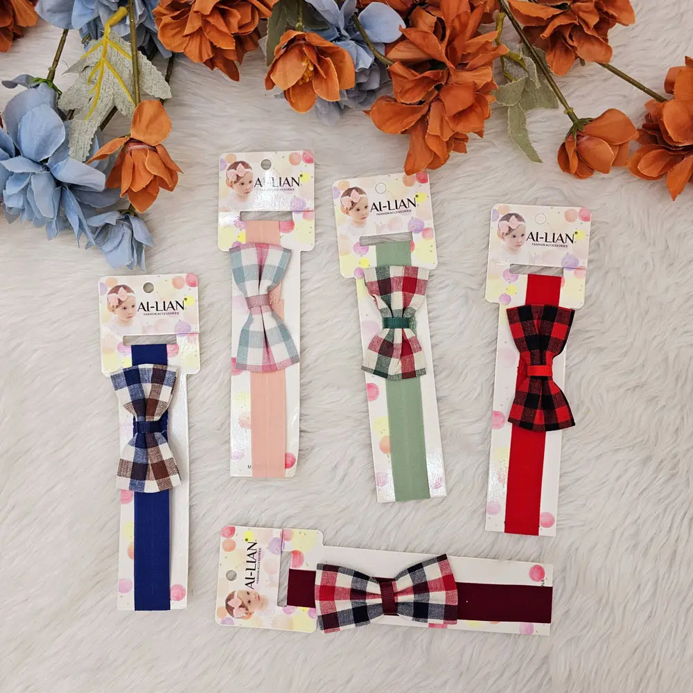 Checked Knot Bow Headband For Babies (6)