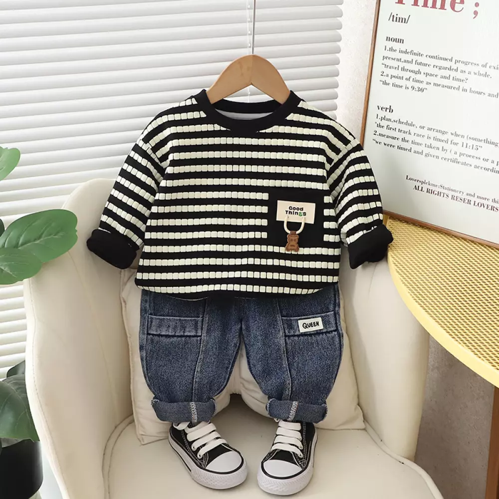 Children's Clothing Two-piece Set Boyish Clothes Sweater Pants