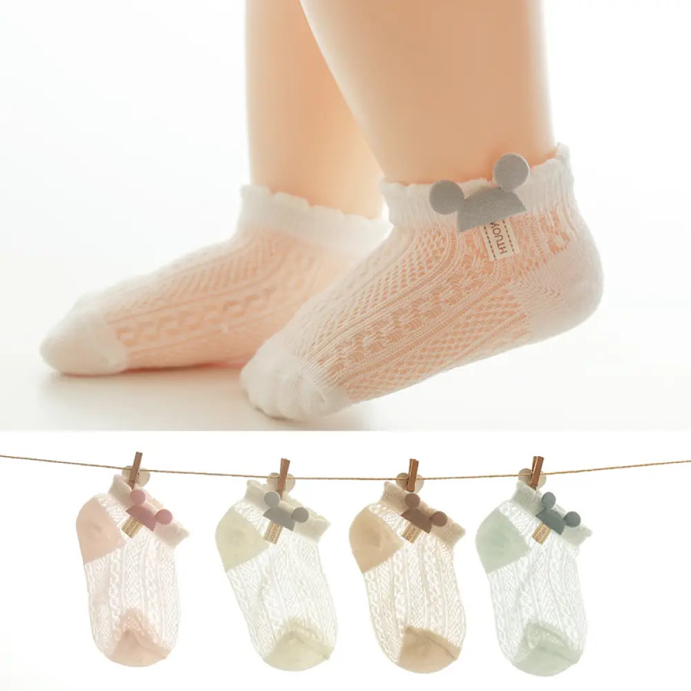 Cute Cartoon Design Breathable Socks For Newborn Babies