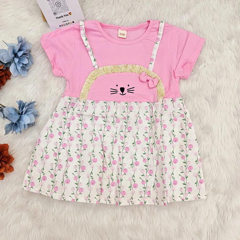 Floral Print Short Sleeve Cotton Frock