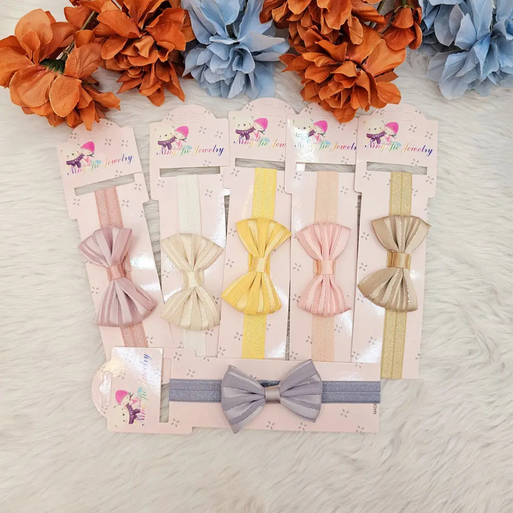 Girls Elastic Bow Headband Set (Pack Of 6) (4)