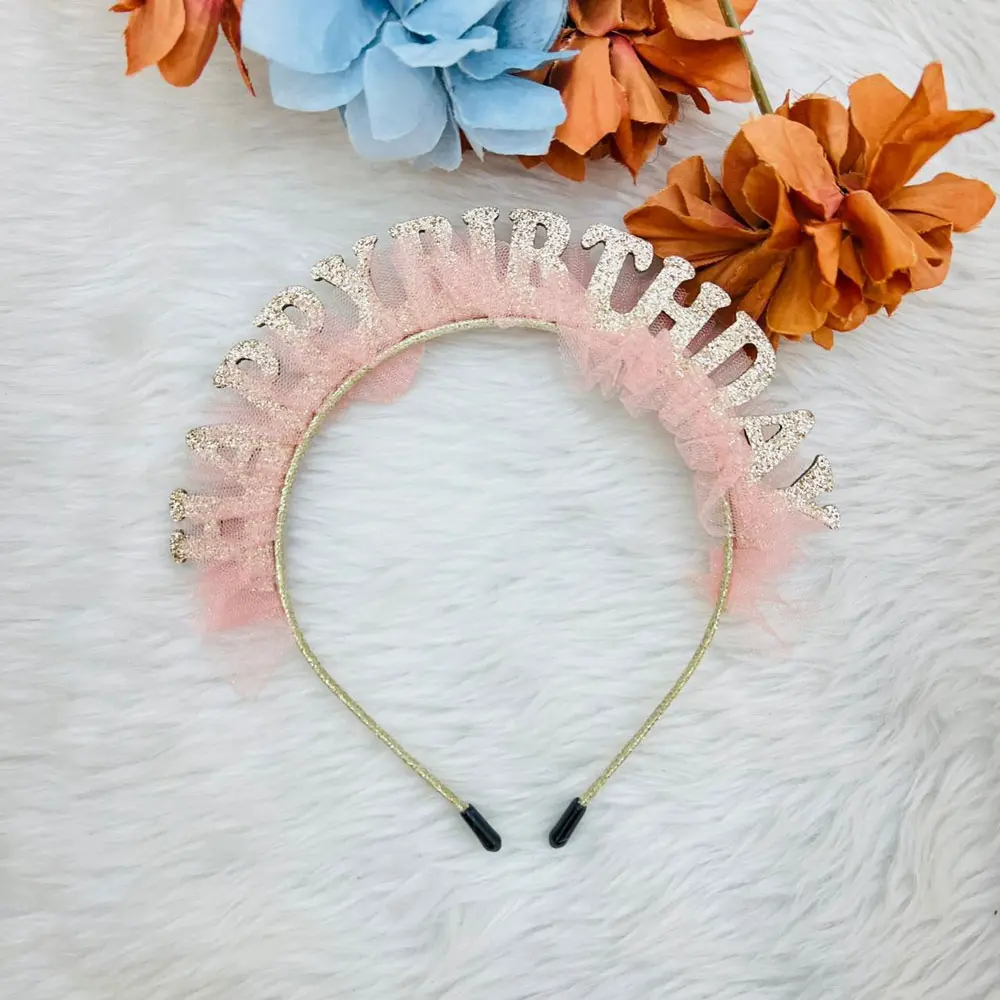 Girls Mesh Happy Birthday Hair Band 4