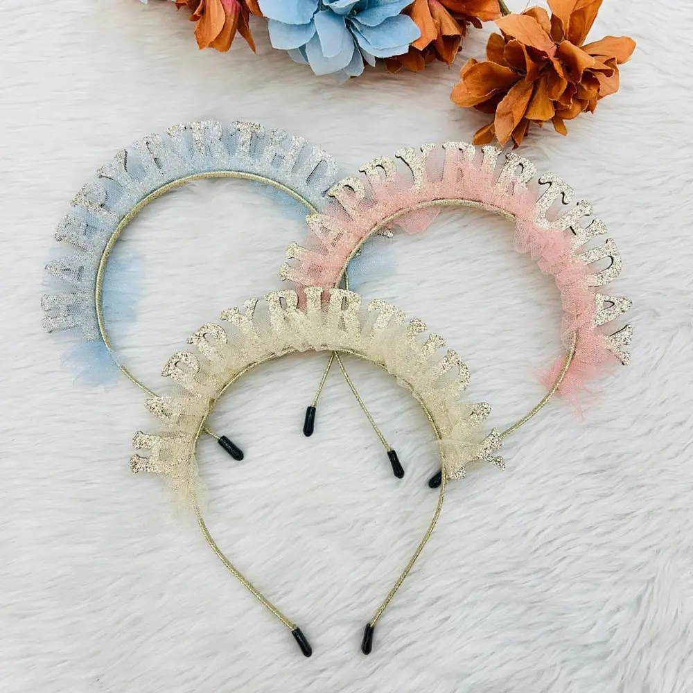 Girls Mesh Happy Birthday Hair Band
