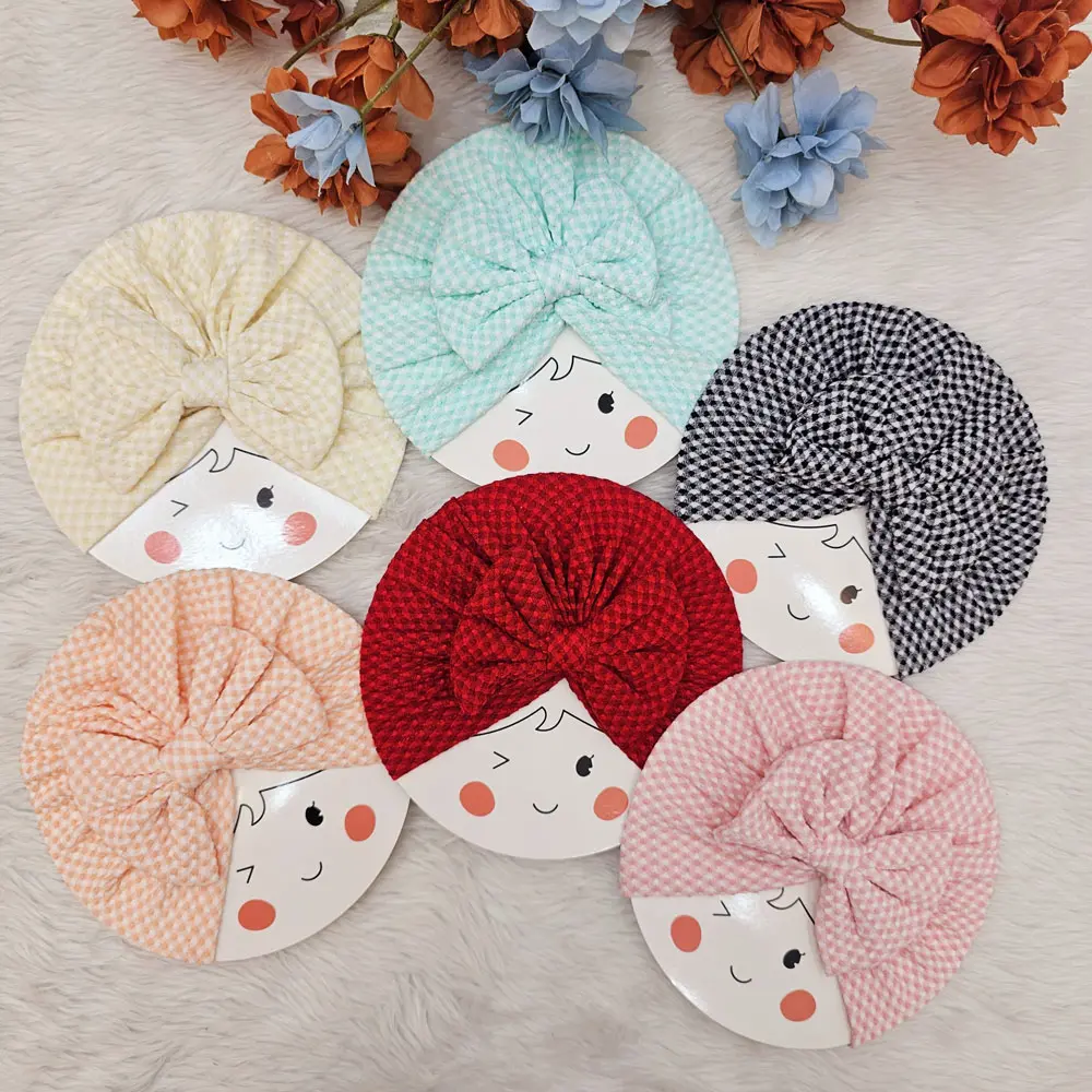 Knotted Gingham Baby Turban For Babies (7)