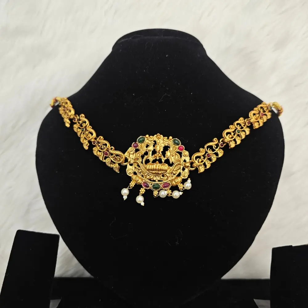 Majestic Gold Plated Temple Necklace Choker