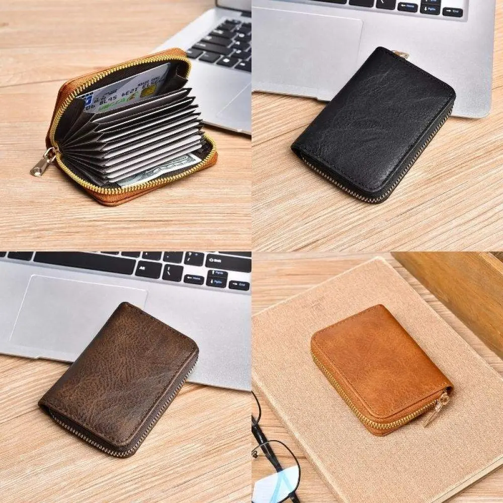 Minimalist PU Leather Zipper Closure Wallet with Pouch